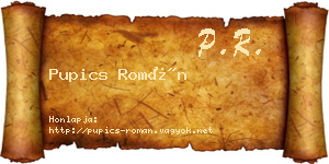 Pupics Román névjegykártya